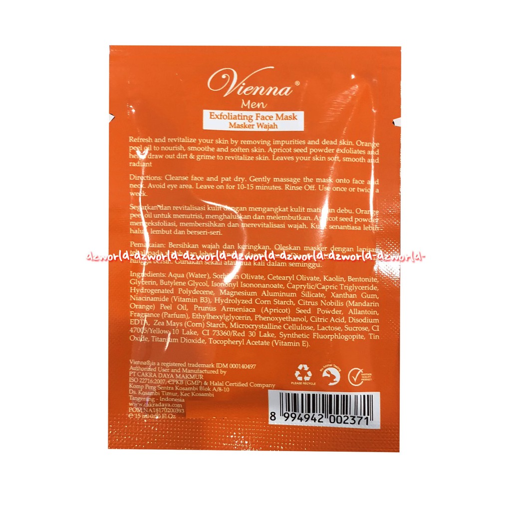 Vienna Men Exfoliating Face Man Masker Wajah Pria Laki Laki Masker Cowok