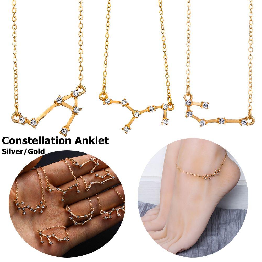 Solighter Constellation Gelang Kaki Adjustable Leg Foot Perhiasan Cubic Zirconia Berlian Guardian Star Braceletss