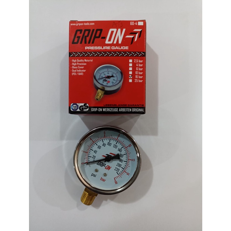 GRIP ON Manometer 6 Bar Pressure Gauge Ukuran Angin Kompresor Meter