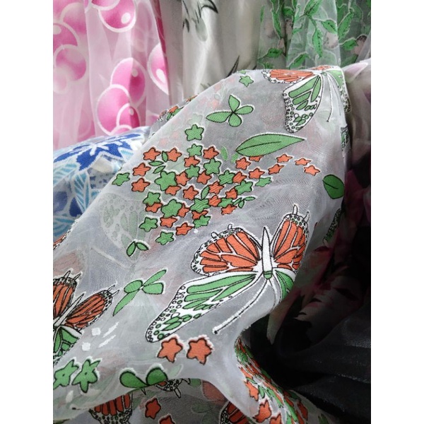 kain/bahan organza motip