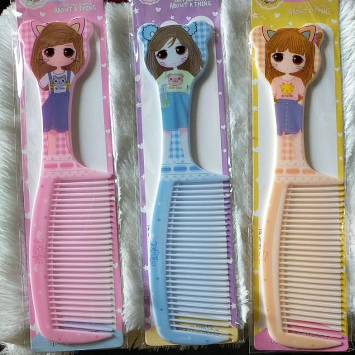 SISIR RAMBUT GAGANG MOTIF KEPALA/ SISIR RAMBUT GAGANG BESAR MOTIF KEPALA RANDOM PER PCS