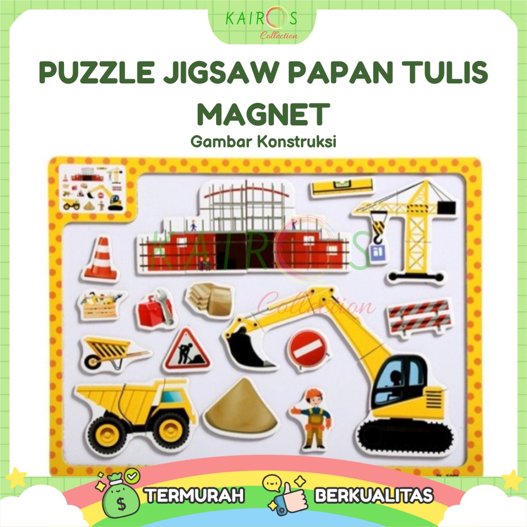 Puzzle Jigsaw Papan Tulis Magnet Gambar Kartun Anak