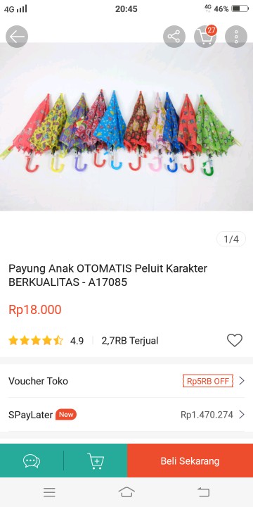 Payung Anak Otomatis Peluit Karakter Berkualitas - A17085