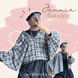 KEMEJA TAMARA BATWING FLANEL OUTER || KEMEJA KOTAK WANITA OVERSIZE || ATASAN TARTAN CROP LENGAN BALON