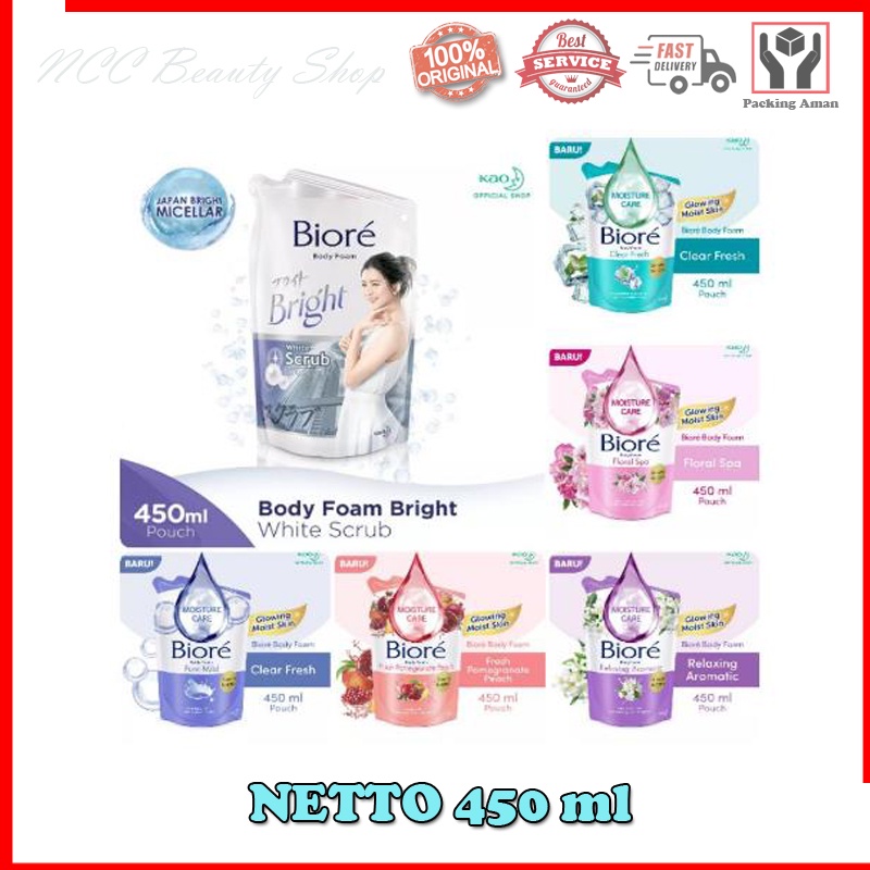 * NCC * Biore Sabun Mandi Cair Body Wash Soap Perawatan Tubuh Moisture Care Pouch Refill - Netto 450 ml