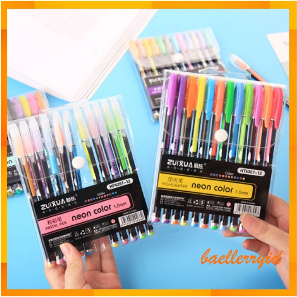 

Pulpen Gel Warna Warni 1 Set isi 12