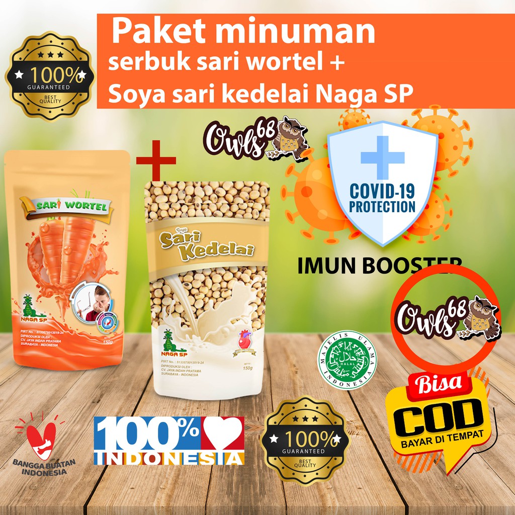 

PROMO Paket minuman serbuk sari wortel + Soya sari kedelai Murah Original , tambah imun