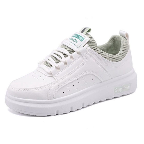 Sepatu Sneakers Wanita Modis Sneakers Wanita Flat Bersirkulasi Anti Slip Import 1077-WHITE GREEN