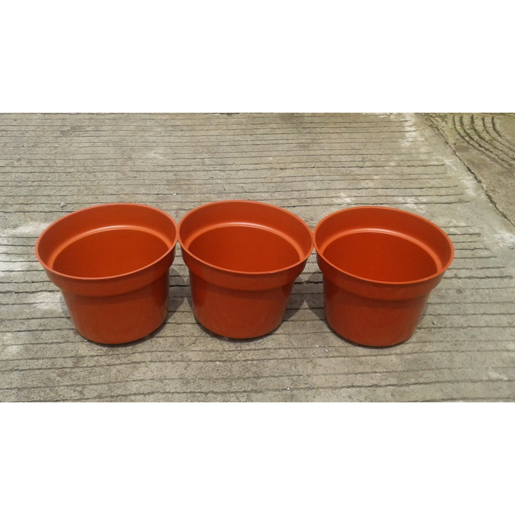 Pot Bunga 17cm / Pot Kopeng 17 Merah Bata Coklat Bata Pot Tanaman Hias Grosir Murah Pot Plastik Kopeng 17 Cm