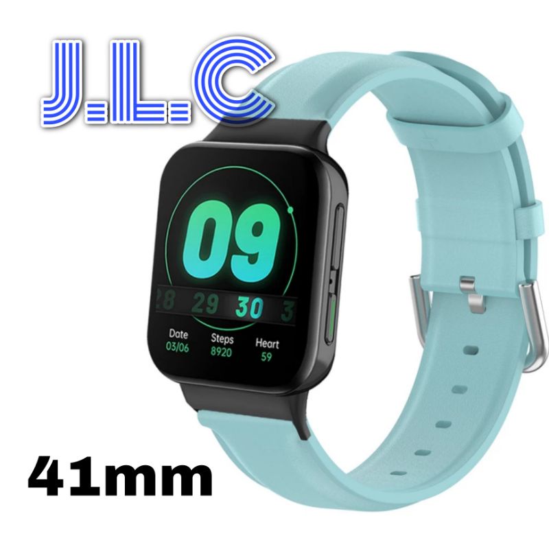 Strap Leather Kulit Buckle Silver Stainless Watch Band Tali Jam Tangan Oppo Watch 41mm Acc Jam Tanga