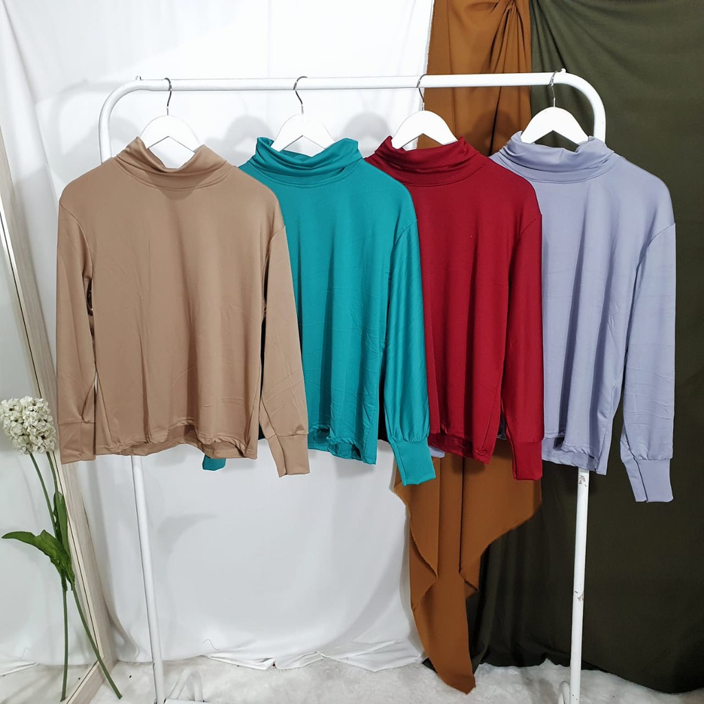 Atasan Blouse Korean Style Kekinian LD 100cm Fit L-XL Turtle Neck Suzy