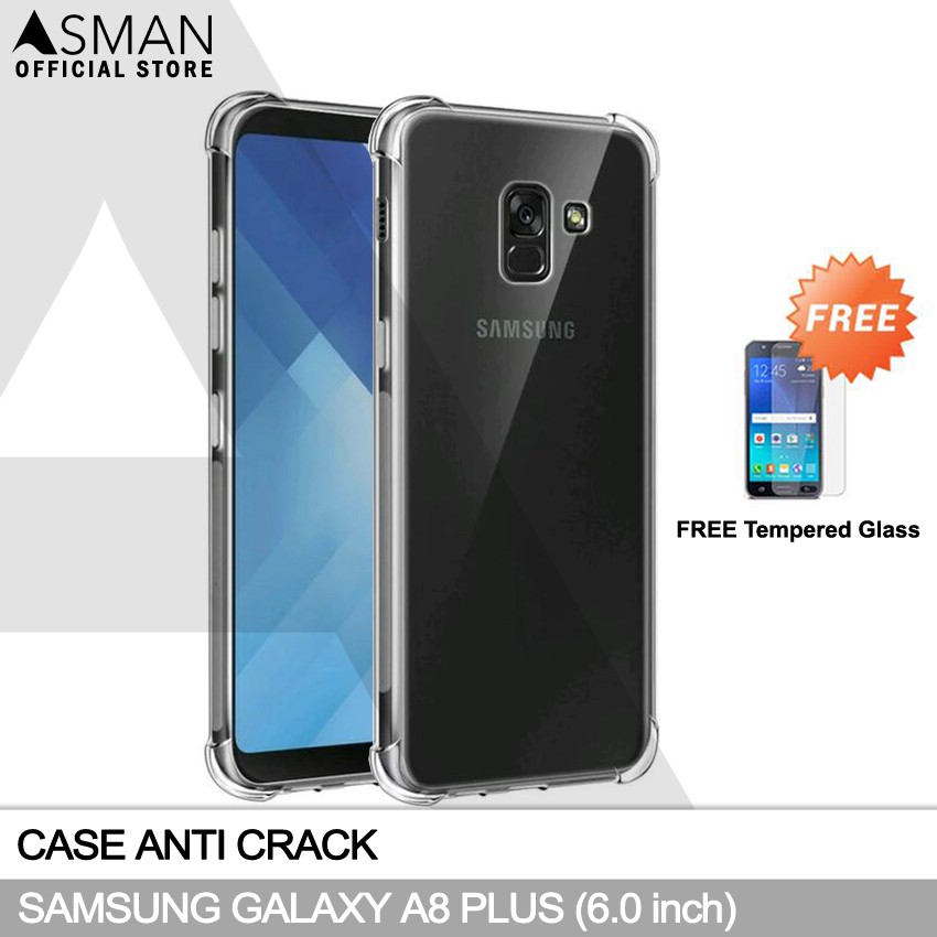 Anti Crack Samsung Galaxy A8 Plus (6.0&quot;) | Soft Case Anti Bentur + FREE Tempered Glass