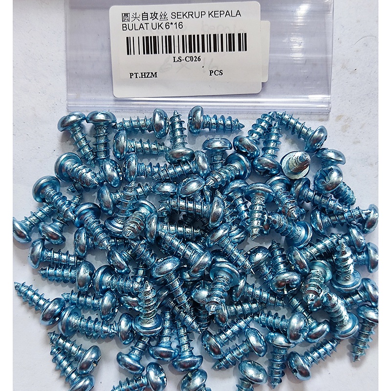 Sekrup Kepala Bulat M6 6x 16 6 x 20 6 x 25 6 x 30 6 x 40 6 x 50 6 x 60  /Moonlion Tapping screw JP /