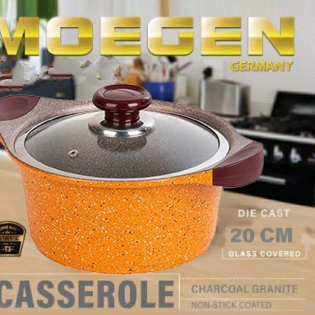 ➯ Panci Moegen Model Casserole 20cm bahan Granit - Orange 20cm ✸