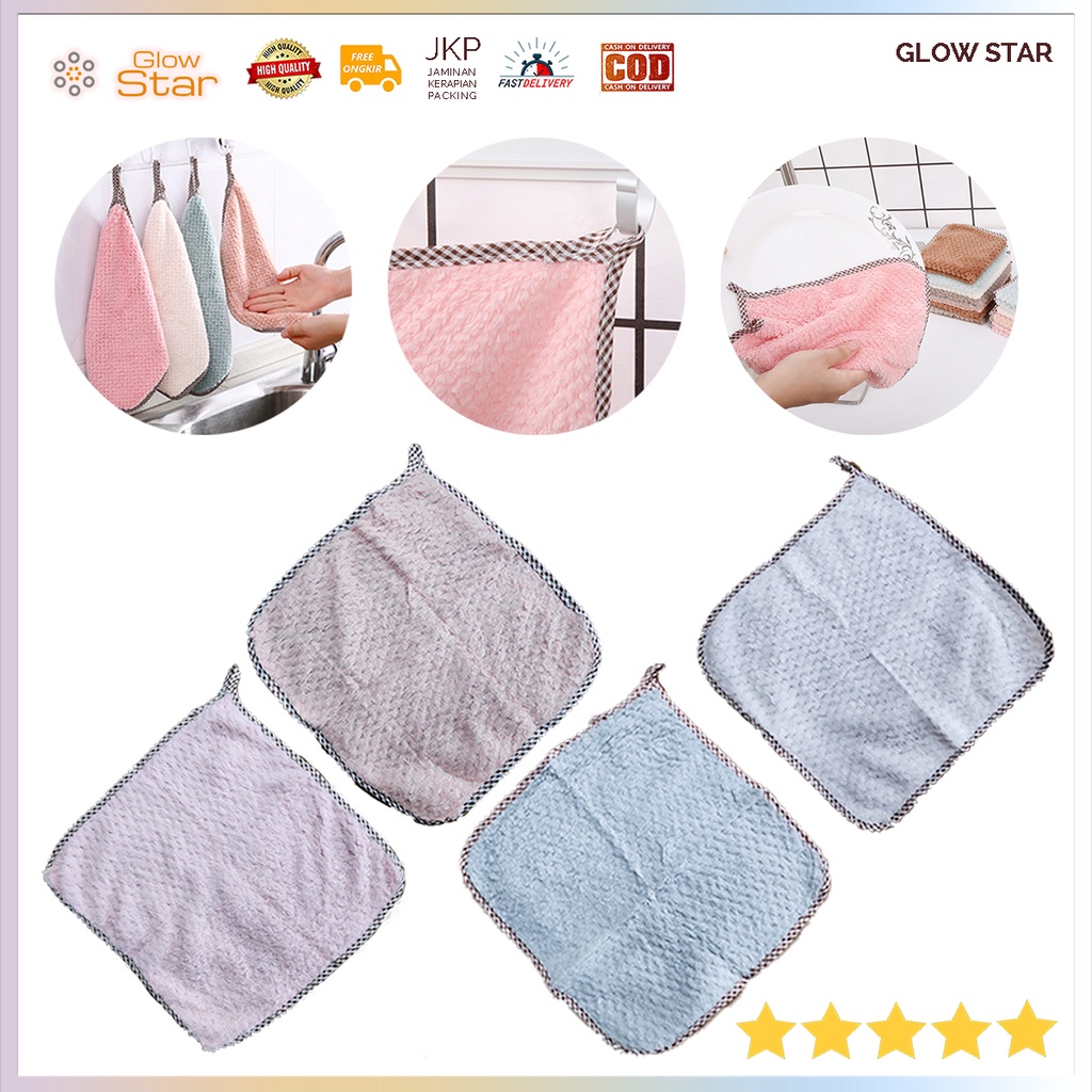 Kain Lap Dapur Handuk tangan Hand Towel Microfiber Cleaning Cloth Halus Pembersih meja makan Lap tangan Cepat meresap, Cepat Kering