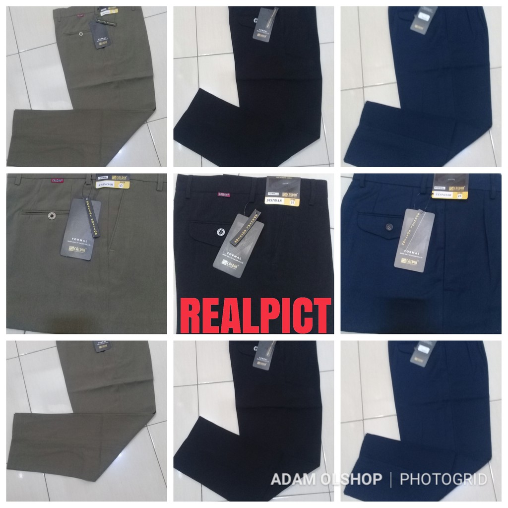 Celana Formal Pria Kerja Standart Kantor Bahan Kain Teflon Size 27 - 38 Murah Adem Nyaman CALDIN