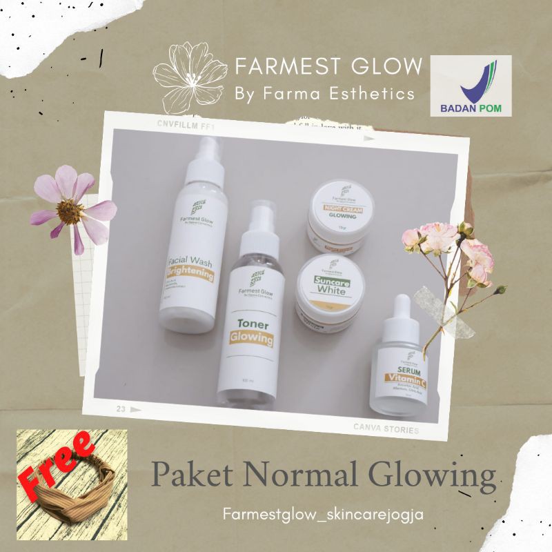 Paket Normal Glowing White Series Farmest Glow | Skincare remaja bumil busui | Perawatan wajah BPOM