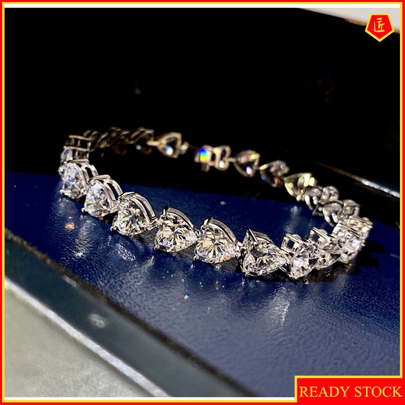 [Ready Stock]Moissanite Heart Bracelet Female Luxury Fashion