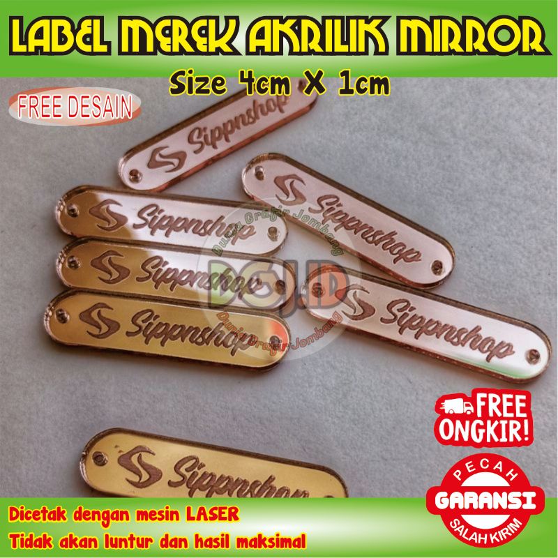 Label Bandul Merk Aksesoris Hijab Jilbab Kerudung Khimar Niqob Cadar Akrilik Acrylic Mirror 1 Pack