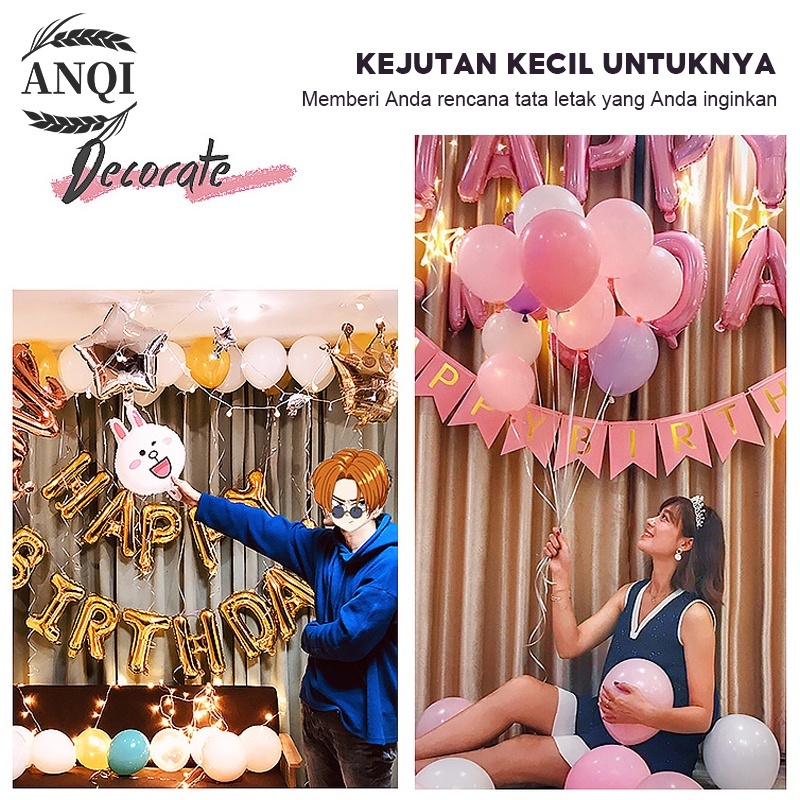 ANQI 1888 BALON FOIL TULISAN HAPPY BIRTHDAY Balon Foil Tulisan