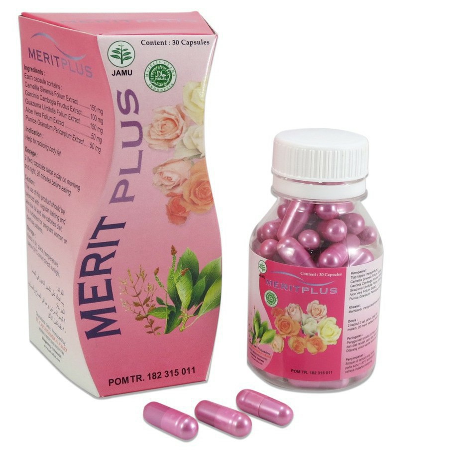 Merit Plus (kemasan botol isi 30 kapsul) Pil pelangsing herbal