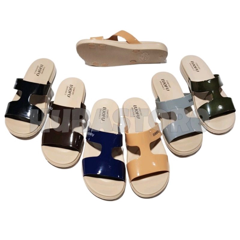 LUOFU SANDAL WANITA JELI KOKOP SENDAL CEWEK KARET IMPOR E7190MCH