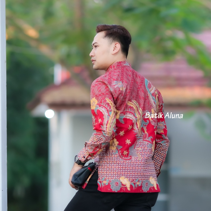 Baju Batik Pria Premium Lengan Panjang Modern Full Furing Slimfit Batik Solo Katun Prima Hem Batik Pria Aluna Reguler atasan kekinian slim fit modern jumbo cowok bahan katun terbaru mewah Couple dewasa mens jumbo Lengan Panjang