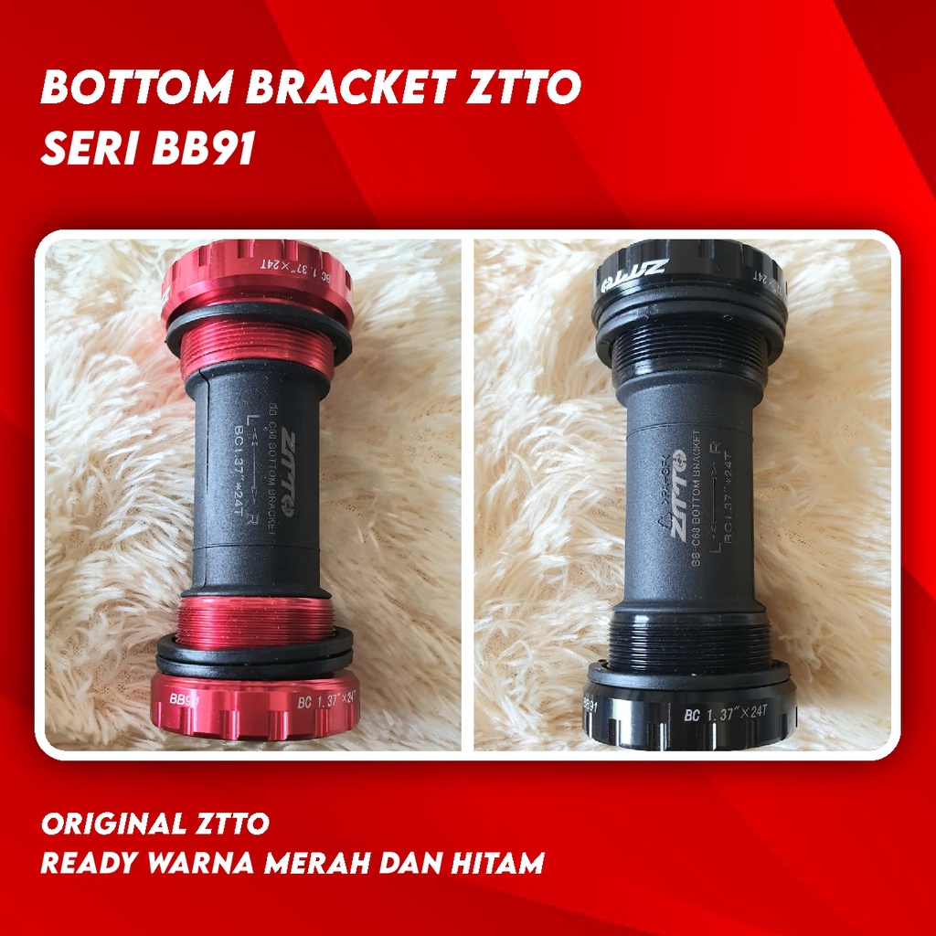 BB ZTTO BB91 non CERAMIC BEARING BOTTOM BRACKET 109 CRANK HOLLOWTECH II HT 2 LONCER not KERAMIK SEPEDA LIPAT BLACK RED MERAH HITAM