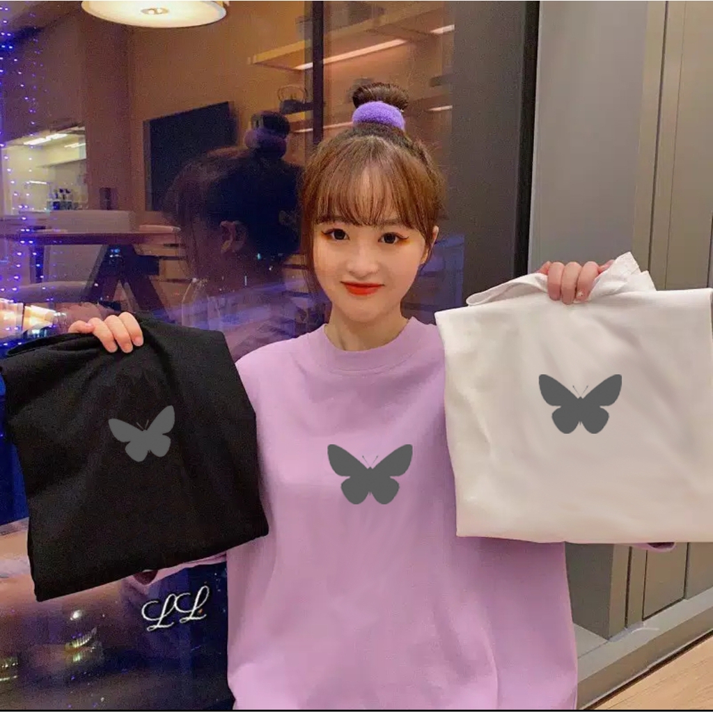 Baju atasan wanita kaos oversize kupu kupu