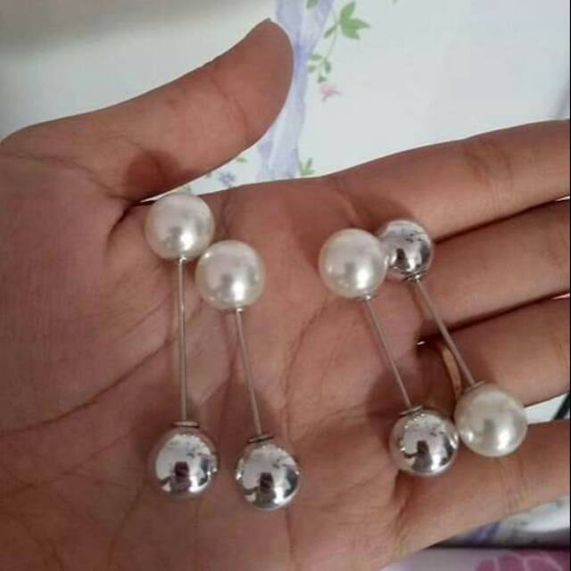 Tuspin dobel silver dan putih 12pcs