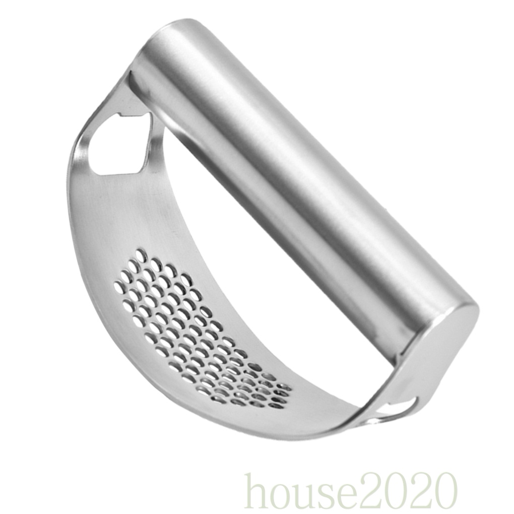 [HOUSE2020]Garlic Crusher Stainless Steel Manual Garlic Press Squeezer Curved Masher with Handle Kitchen Gadget