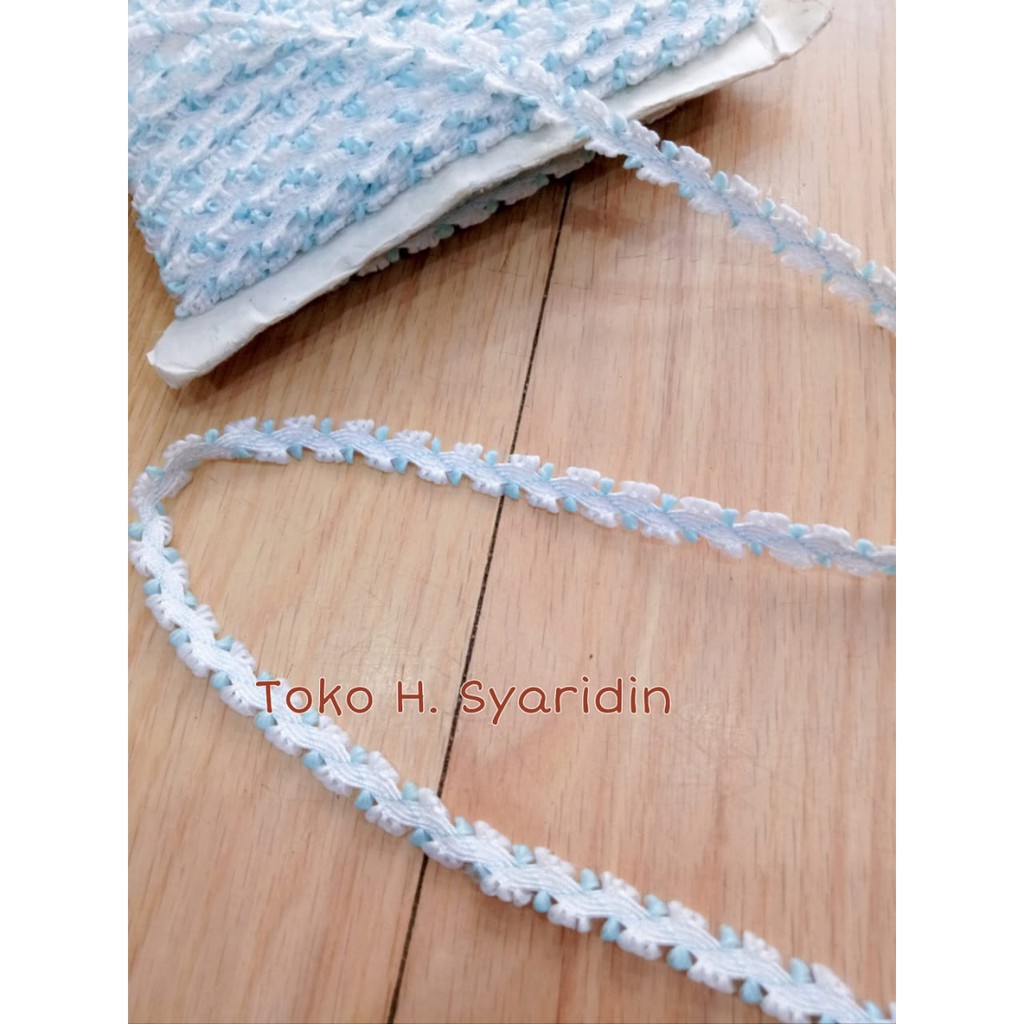 Renda Kecil Putih Biru Meteran / mt 73