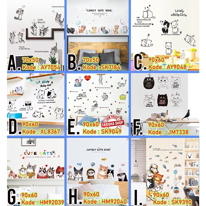 DUNIA STIKER KUCING CATS  - Stiker Dinding / Wall Sticker