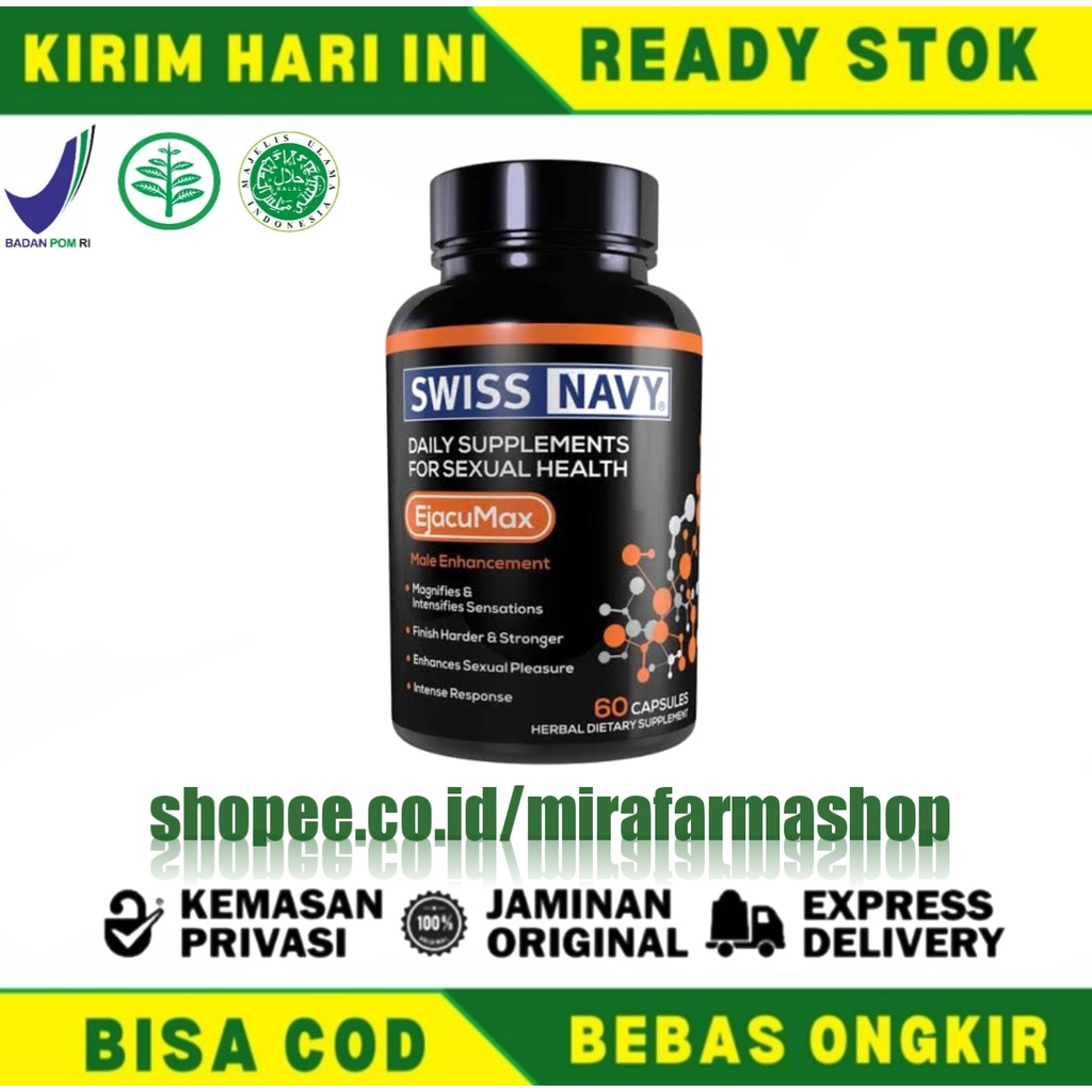 Ejacumax Swiss Navy Original Asli 100% Herbal Suplemen Stamina Pria Alami - Obat Penyubur Sperma Pro