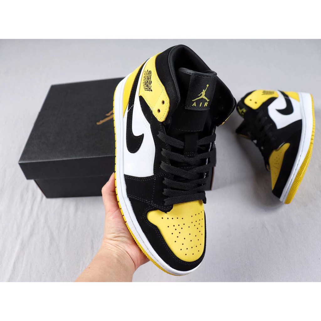 nike air jordan 1 mid aj1 black yellow