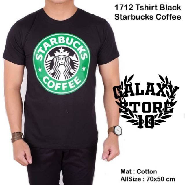 Kaos pria lengan pendek / kaos polos / baju pria / kaos oblong pendek / Starbucks Coffee - Black