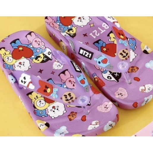 Sandal Jepit Jelly Karet Anak Cewek Korea BTS BT21 Super Lucu Keren Cantik Impor MGR Mokaya Balance (5118-2) / Size 24-29