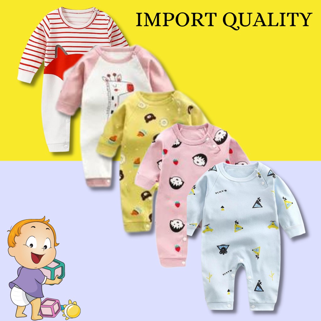 Jumper bayi Motif / Romper bayi lengan panjang usia 0-12 bulan / Jumper lucu