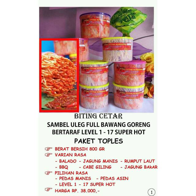 

READY STOK BITING/MIE LIDI SAMBEL ULEG ASLI