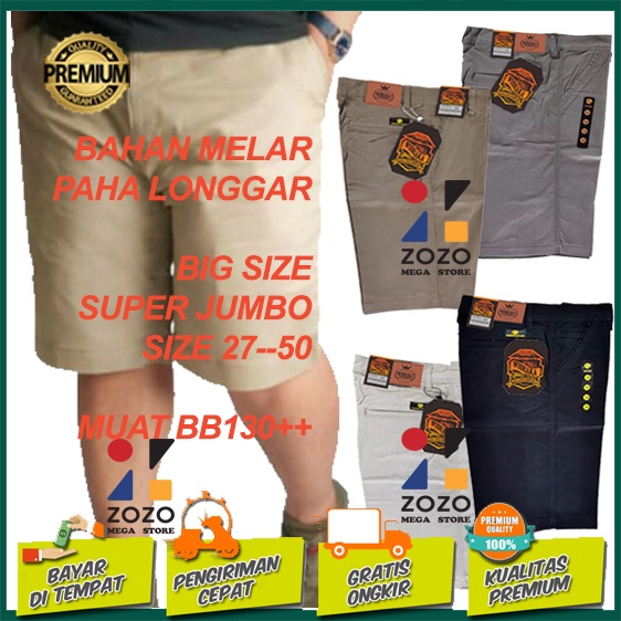 Celana Pendek Pria Jumbo Big Size 27-52 Chino Streach Original Bahan Melar Distro Premium