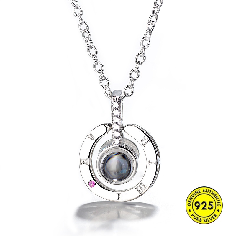 Kalung S925 Sterling Silver Liontin Berlian Bentuk Hati Warna Rose Gold Untuk Wanita