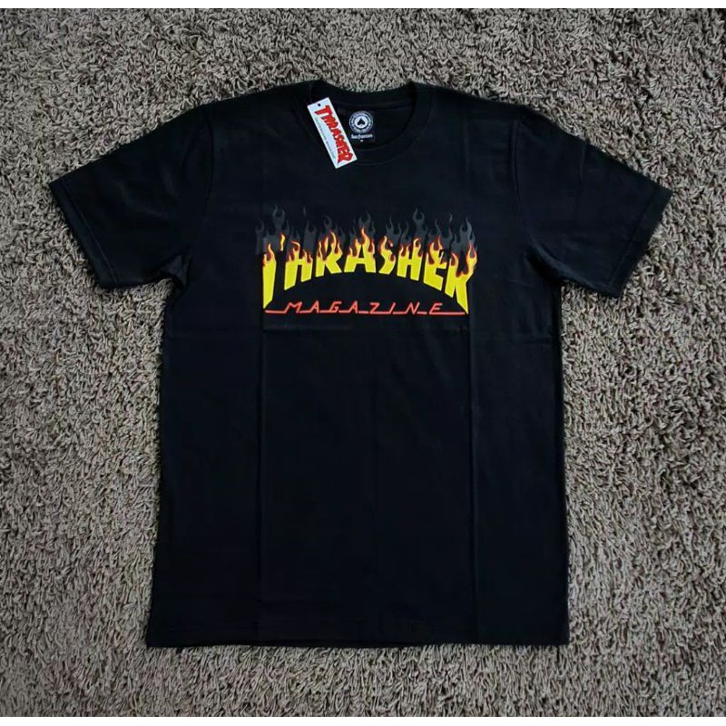 T shirt kaos thrasher BBQ keren varian warna hitam full katun kombed 30s