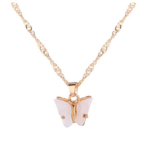Kalung Rantai Desain Kupu-Kupu Bahan Akrilik Gaya Korea Untuk Wanita Butterfly