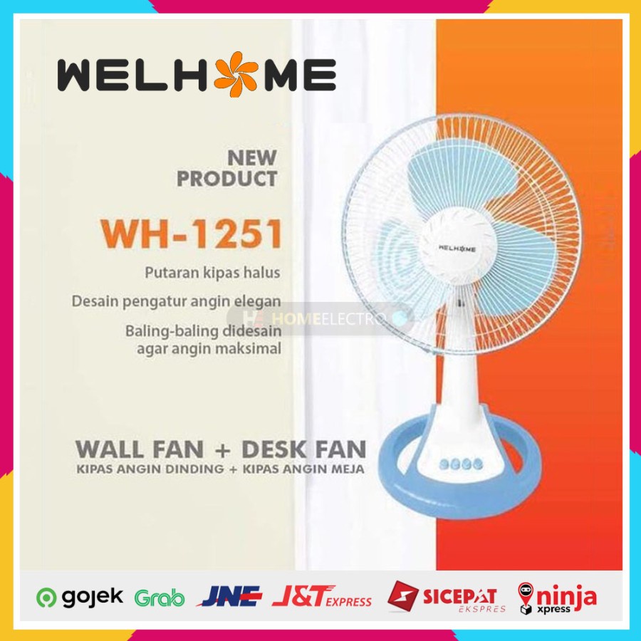 2IN1 Kipas Angin Meja WELHOME WH-1251 - Desk Fan 12inch