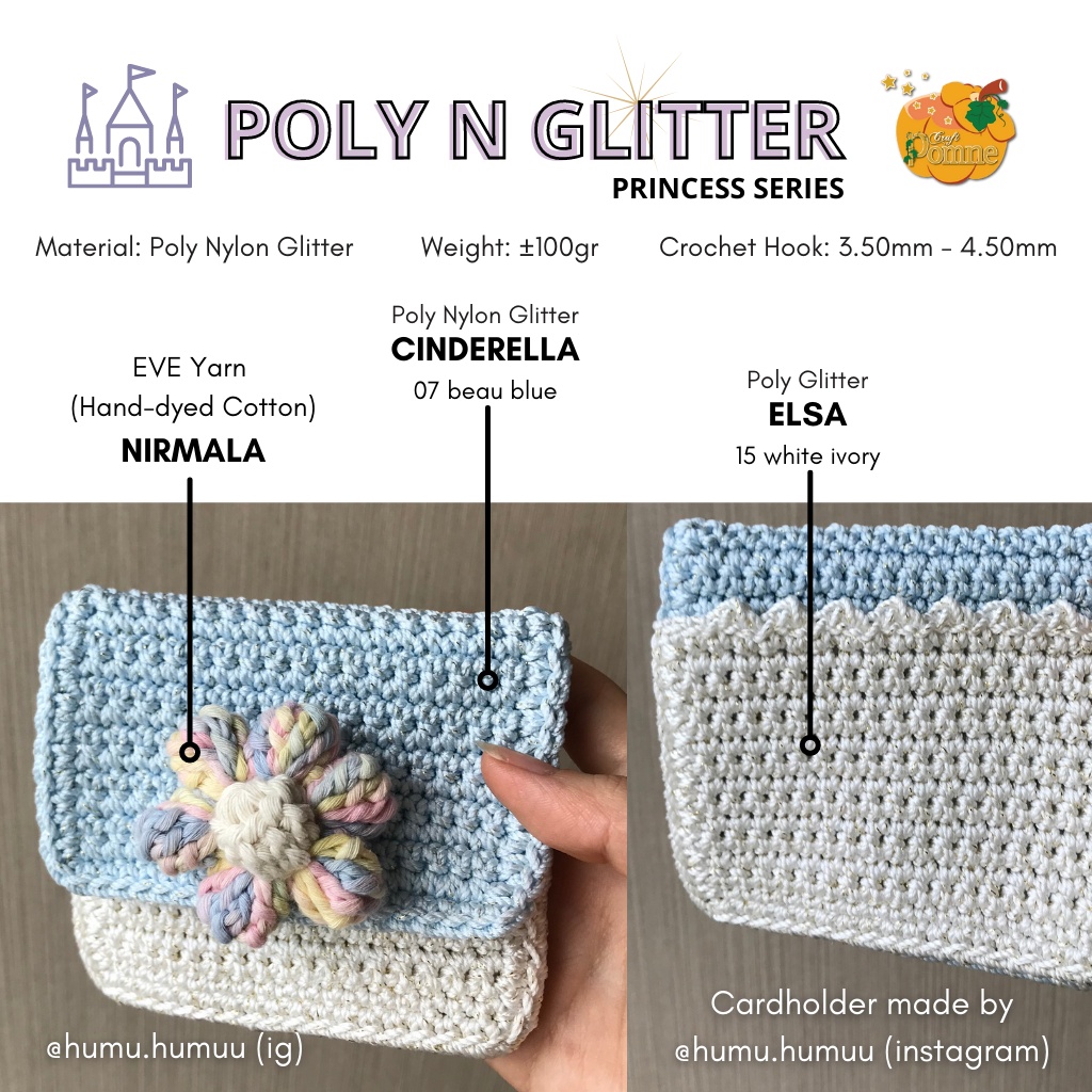 Benang Rajut Poly N Glitter (PRINCESS SERIES) / Poliester Glitter / Poly Nylon Glitter