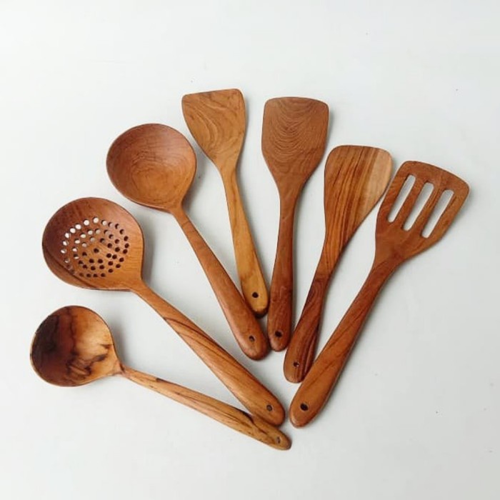 Spatula Wooden Cooking Spoon Spatula Sodet Sutil Kayu Set 7