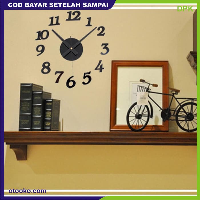 Jam Dinding Modern 3D Frameless Large Wall Clock DIY Dekorasi Dinding