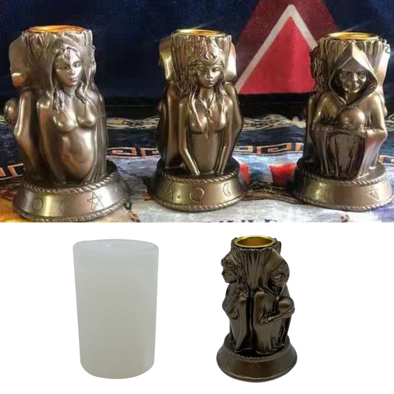 SIY  DIY Witch Goddess Candle Holder Epoxy Resin Mold Concrete Plaster Silicone Mould