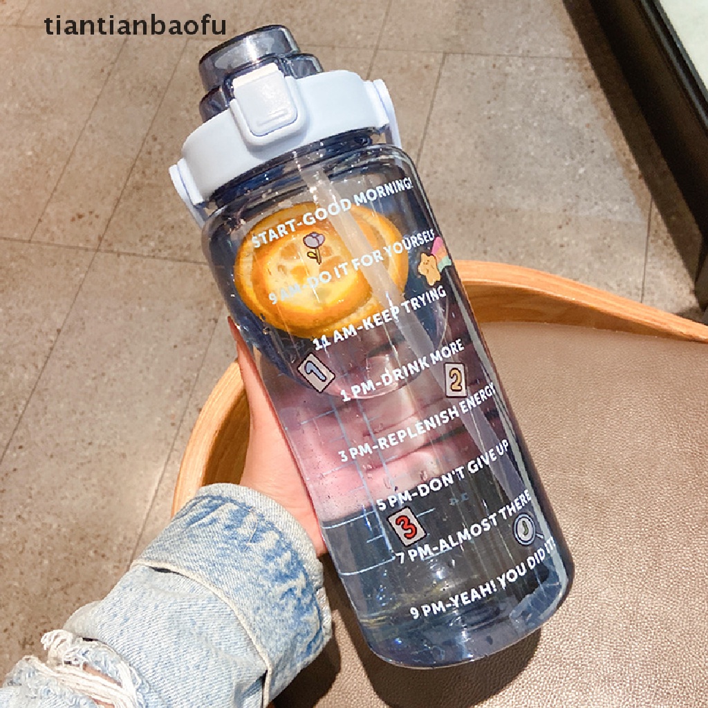 (Tianbaofu) Botol Air Minum 2L Portable Dengan Sedotan Untuk Olahraga / Fitness / Sepeda