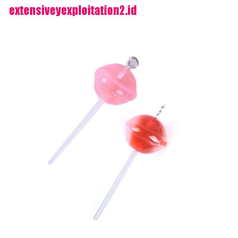 10pcs / set Liontin Bentuk Lollipop Bahan Resin Transparan Untuk Membuat Perhiasan Charms